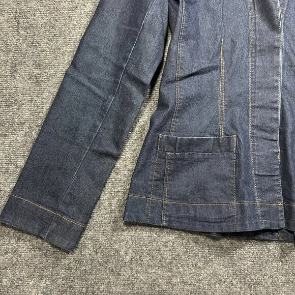 Vintage Anthropologie Jean Jacket Womens XS Blue Cotton Stretch Denim Pockets - Picture 3 of 11